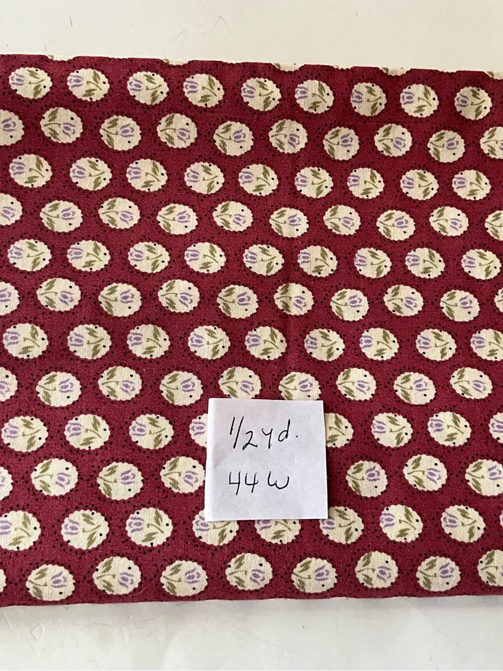 Cotton Quilting Sewing Fabric Lot 2 Pink Floral Stripe & Burgundy Floral